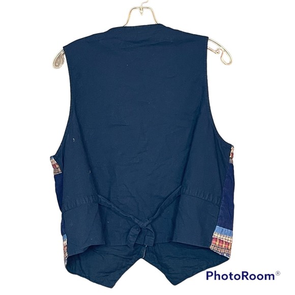 Vintage Casey & Max Patchwork Plaid Fall Leaves Vest Size Large - Picture 5 of 5